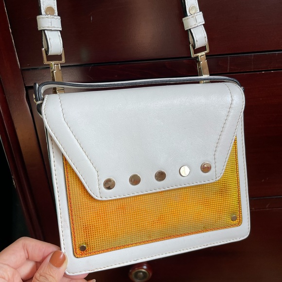 Milly White Small Leather Crossbody Bag - Picture 1 of 10